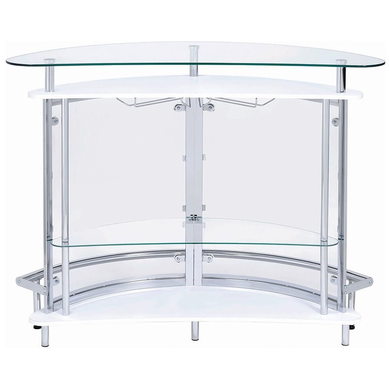 Bowery Hill Contemporary Home Bar Unit with Clear Acrylic Front in White