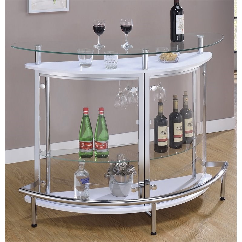 Bowery Hill Contemporary Home Bar Unit with Clear Acrylic Front in White