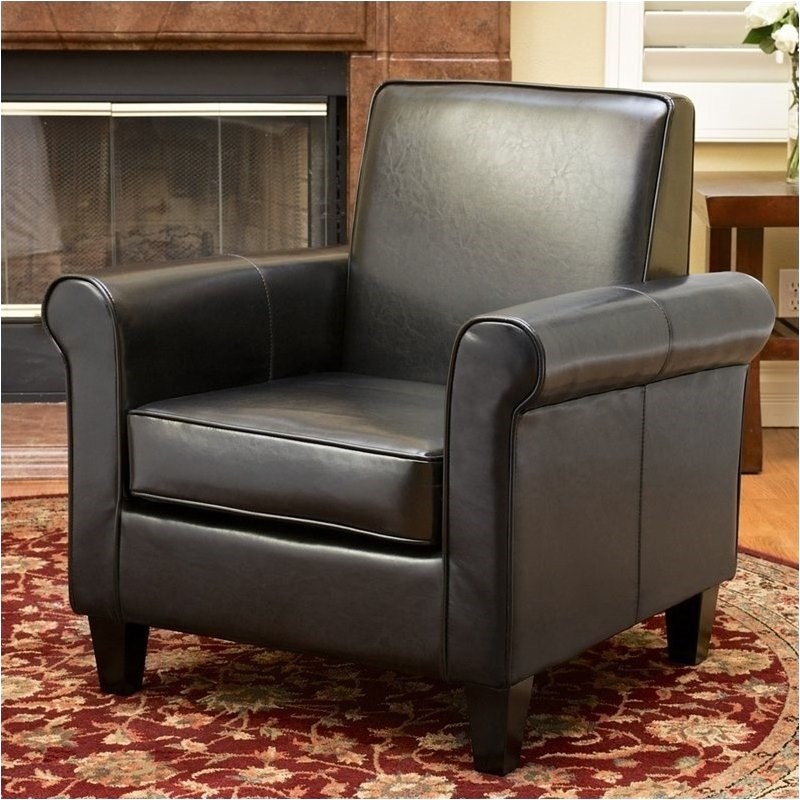 Bowery Hill Leather Club Chair in Black