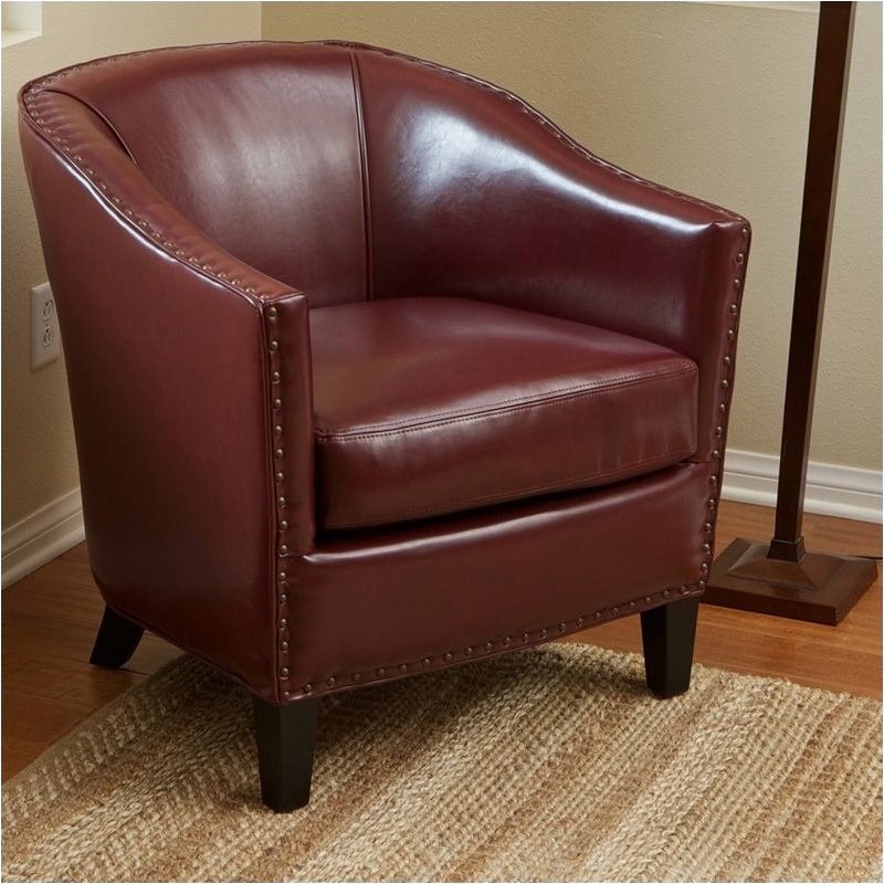 Bowery Hill Leather Club Chair in Red