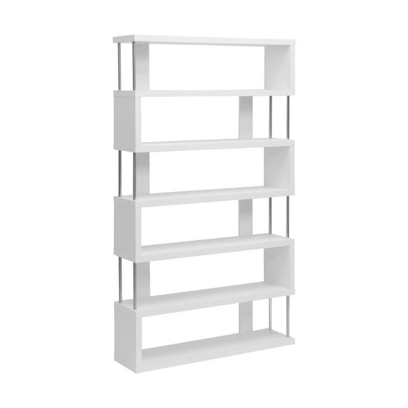 Bowery Hill 6 Shelf Modern Bookcase in White Homesquare