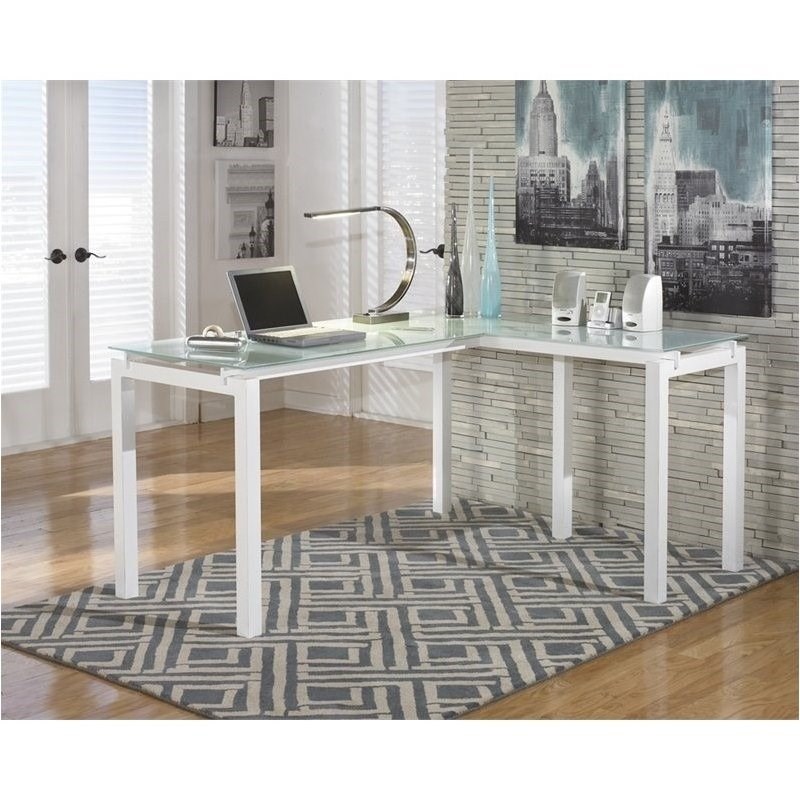 Bowery Hill Signature Design by L Shaped Desk in White