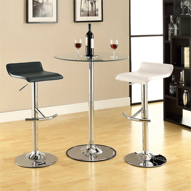 Bowery Hill Faux Leather Adjustable Backless Bar Stool in White