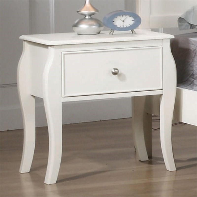 Bowery Hill 1 Drawer Nightstand in White and Silver