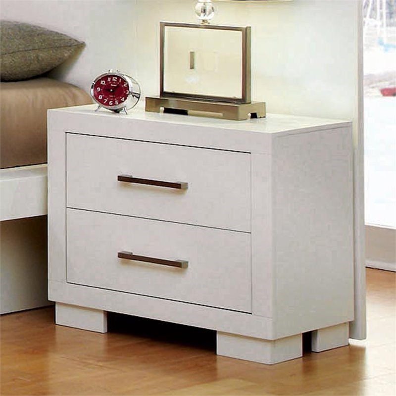 bowery hill 2 drawer contemporary nightstand in white bh431360