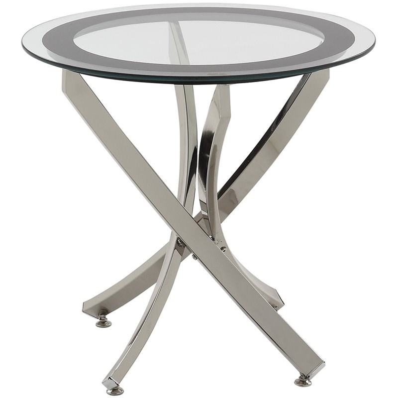 Bowery Hill Glass Top Accent End Table in Chrome