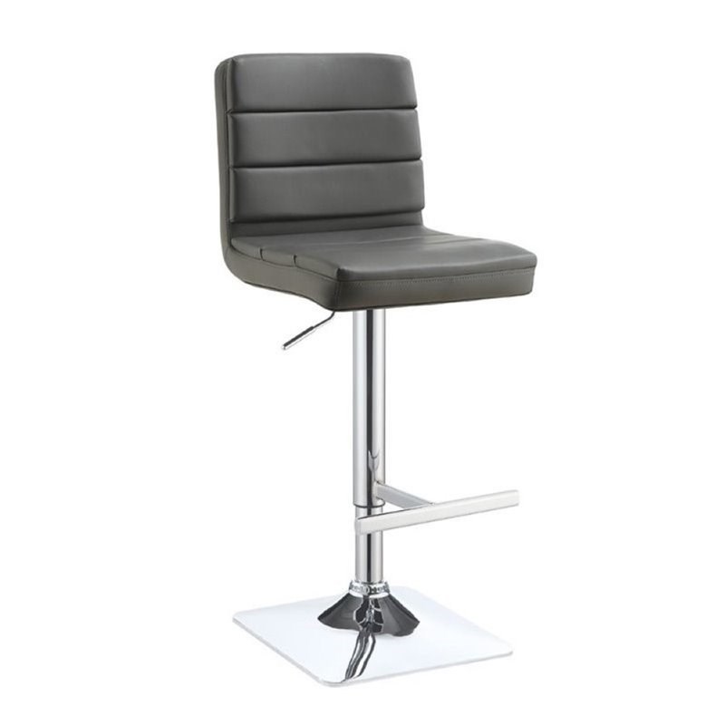 Bowery Hill Faux Leather Adjustable Bar Stool in Gray and Chrome