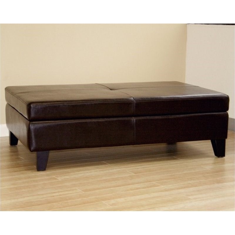 bowery hill leather storage coffee table ottoman in dark ...