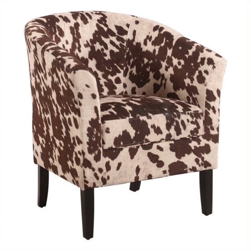 Bowery Hill Barrel Chair in Udder Madness Animal Print