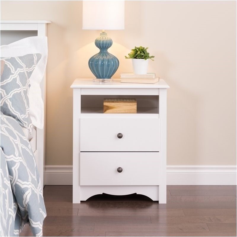 Bowery Hill 2-Drawer Tall Nightstand in White