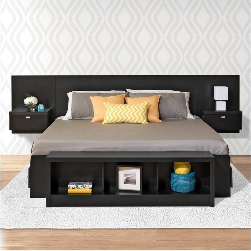 Bowery Hill King Platform Storage Bed, Headboard With Floating Shelves