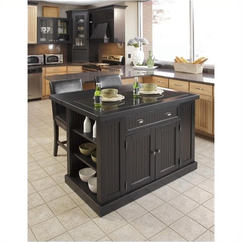 Bowery Hill Kitchen Island in Distressed Black Homesquare