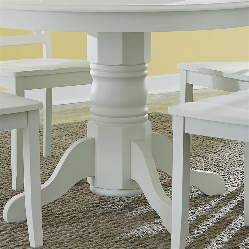 Bowery Hill Round Pedestal Dining Table in Antique White