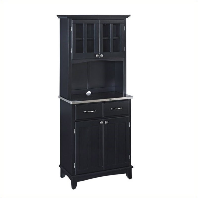 Bowery Hill Buffet with 2 Door Panel Hutch in Black