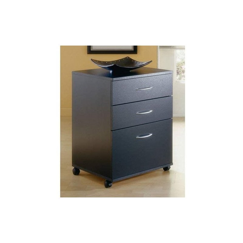 Bowery Hill 3 Drawer Vertical Mobile Filing Cabinet in Black