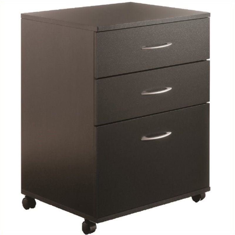 Bowery Hill 3 Drawer Vertical Mobile Filing Cabinet in Black