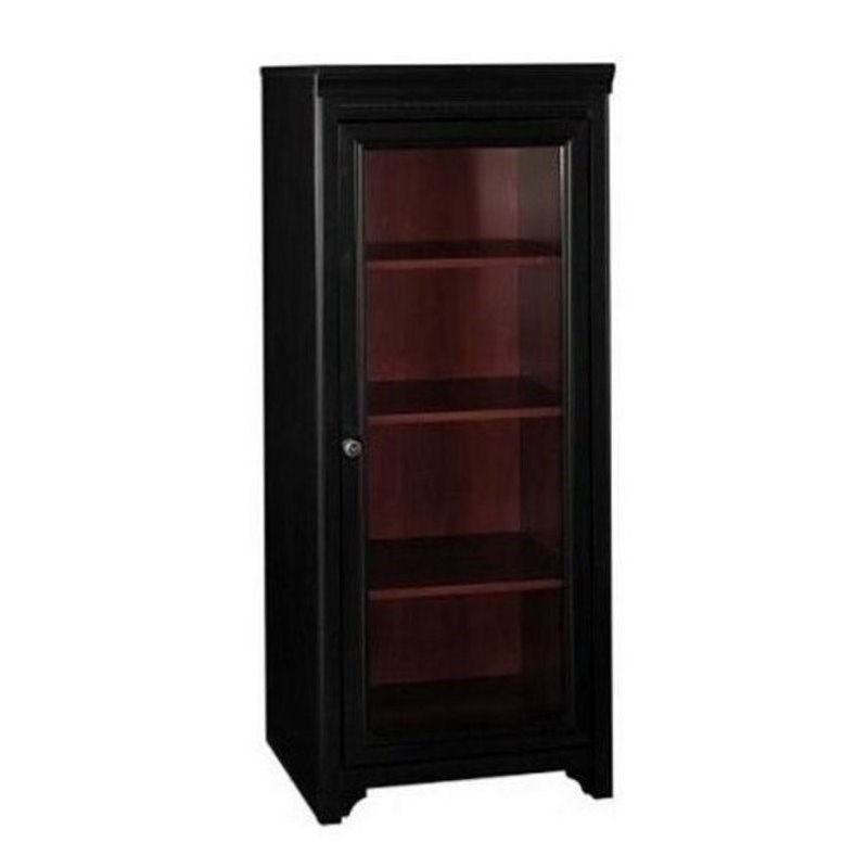 Bowery Hill Audio Cabinet with 2 Adjustable Shelves in Antique Black
