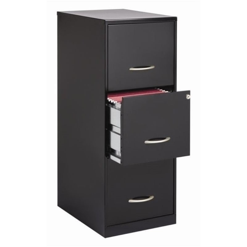 Bowery Hill Modern 3 Drawer Metal Letter File Cabinet in Black