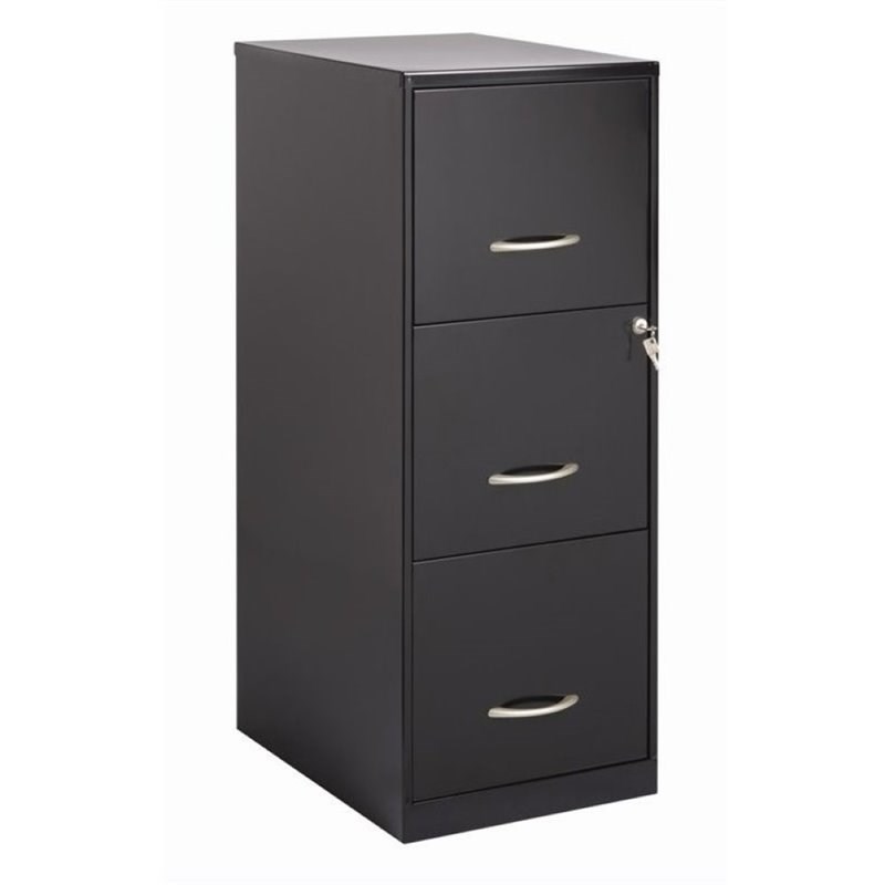 Bowery Hill Modern 3 Drawer Metal Letter File Cabinet in Black