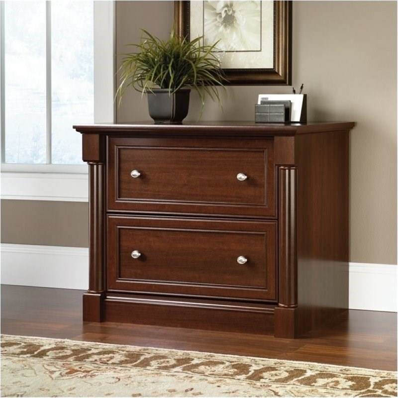 Bowery Hill Contemporary Wood Lateral File Cabinet in Select Cherry