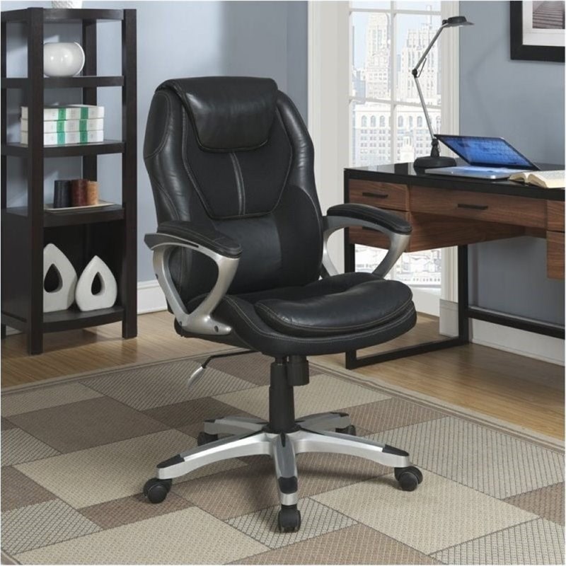 Bowery Hill Faux Leather Office Chair in Puresoft Black