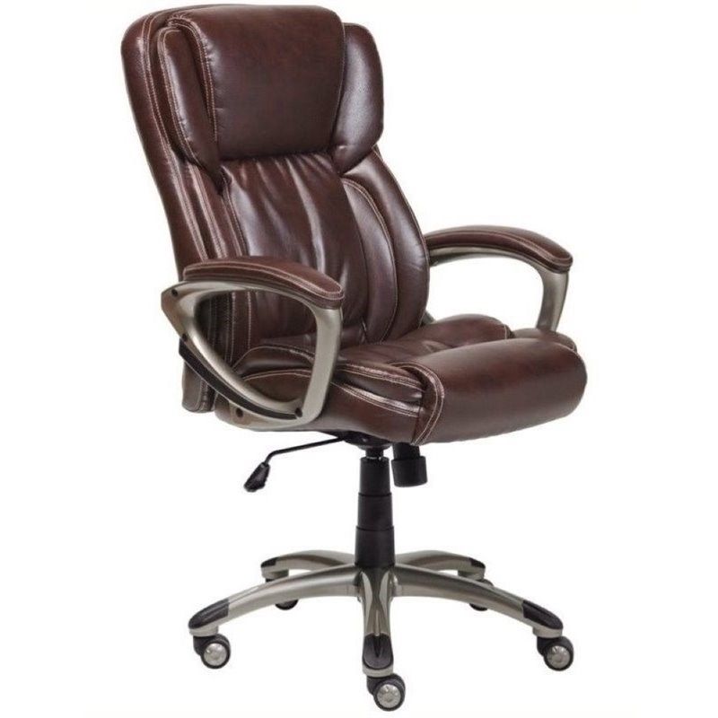 Bowery Hill Bonded Leather Executive Office Chair in Brown