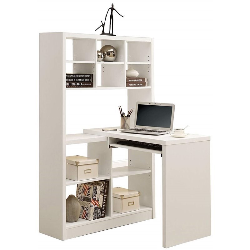 Bowery Hill Computer Desk with Bookcase in White