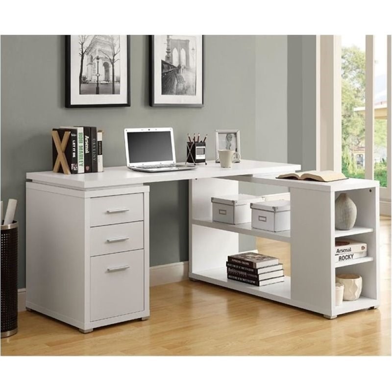Bowery Hill L Shaped Computer Desk in White