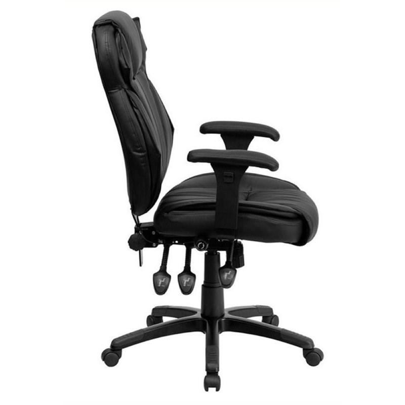 Bowery Hill High Back Leather Executive Office Chair in Black