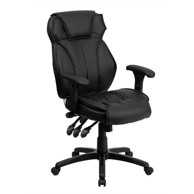 Bowery Hill High Back Leather Executive Office Chair in Black
