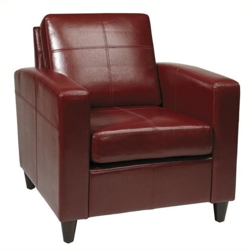 Bowery Hill Leather Club Chair in Red
