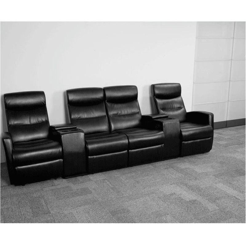 Bowery Hill 4 Seat Home Theater Recliner in Black
