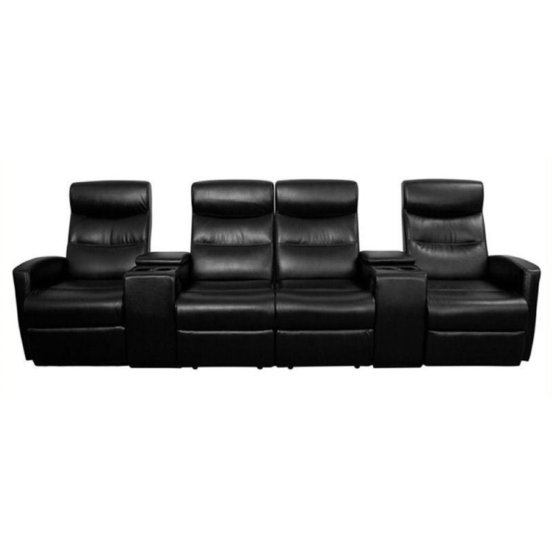 Bowery Hill 4 Seat Home Theater Recliner in Black