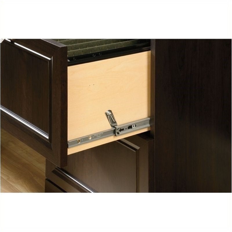 bowery hill wood lateral file cabinet in cinnamon cherry with 4 drawers