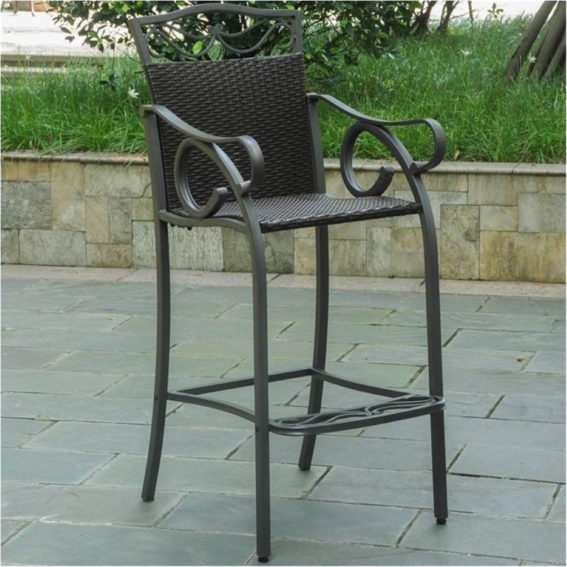 Bowery Hill Patio Bar Stool in Chocolate (Set of 2)