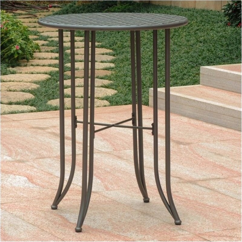 Bowery Hill Round Patio Pub Table in Matte Brown