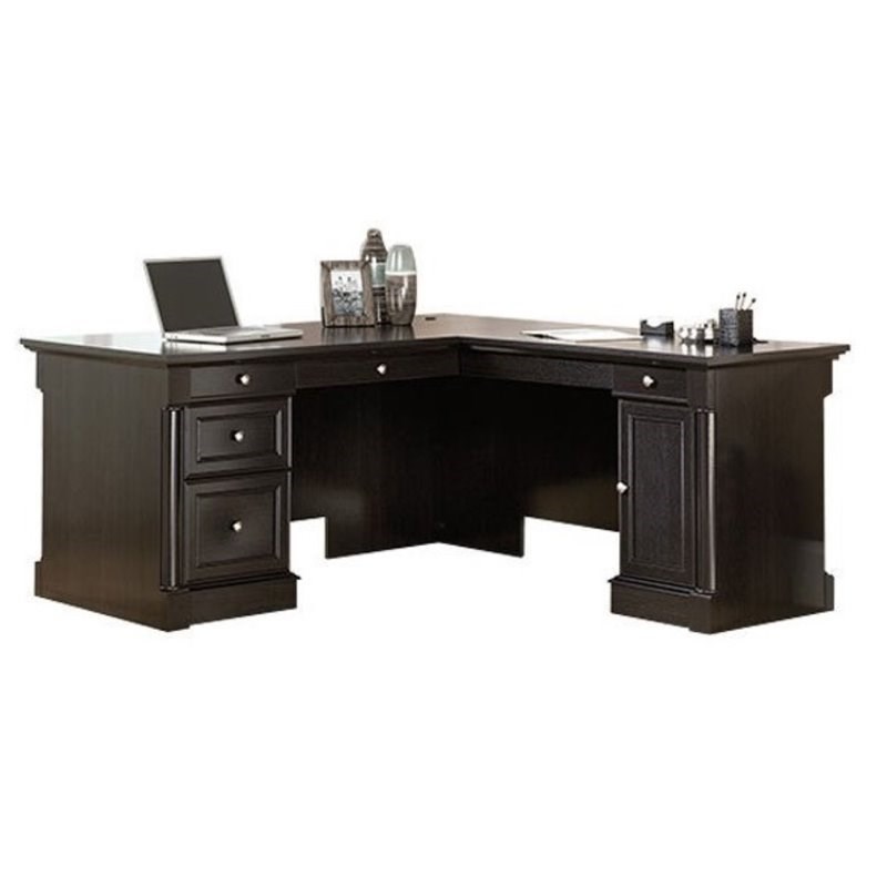 Bowery Hill Contemporary L-Shaped Computer Desk in Wind Oak