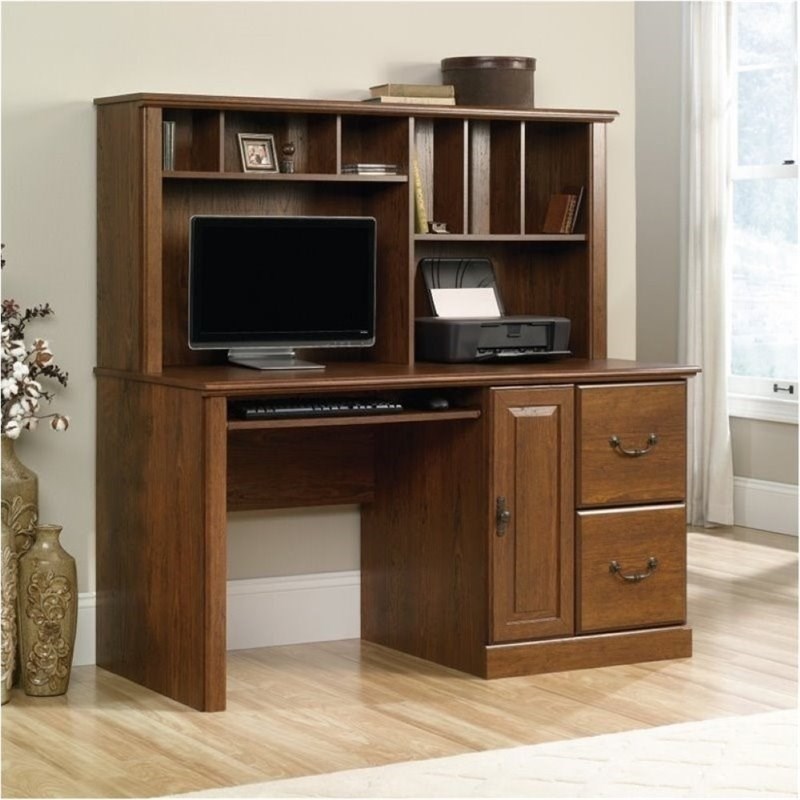 Bowery Hill Computer Desk with Hutch in Milled Cherry Homesquare