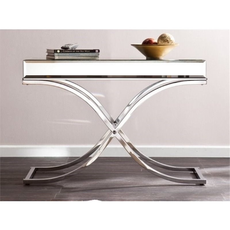 Bowery Hill Mirrored Console Table in Chrome