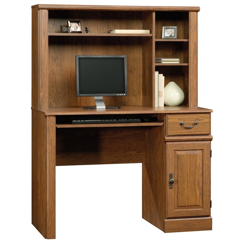bowery hill small computer desk with hutch in milled cherry bh657424
