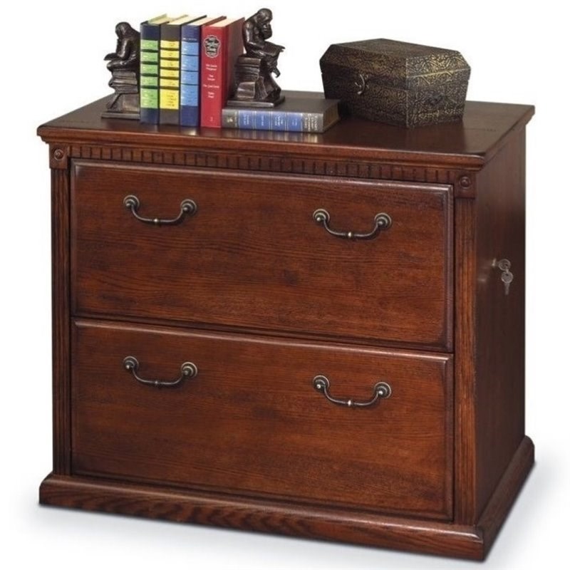 Bowery Hill 2 Drawer Lateral File Cabinet in Distressed Burnish