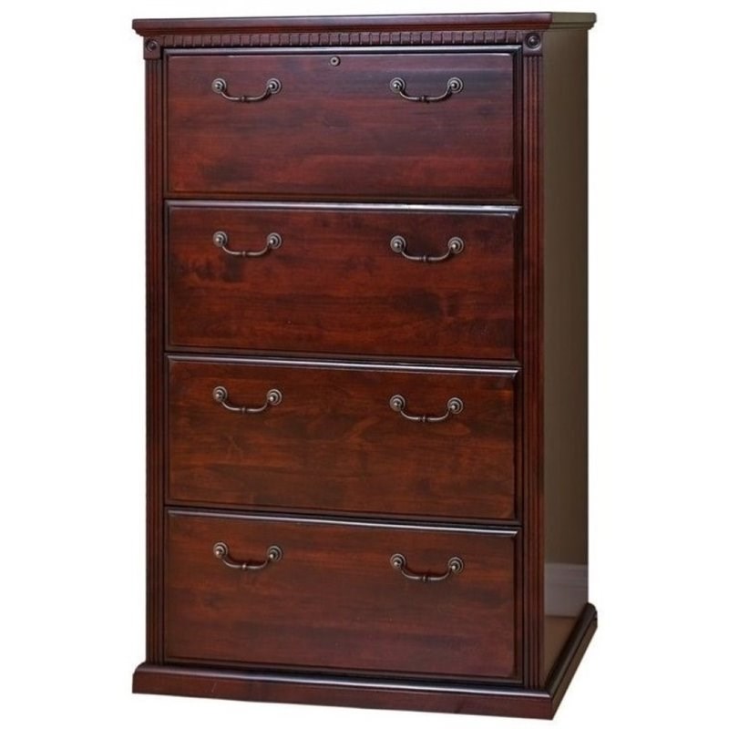 Bowery Hill 4 Drawer Lateral File Cabinet in Vibrant Cherry