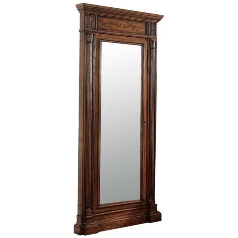 Bowery Hill Traditional Jewelry Armoire Mirror in Cherry