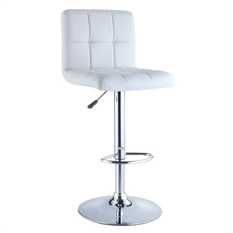 Bowery Hill Adjustable Bar Stool in White and Chrome
