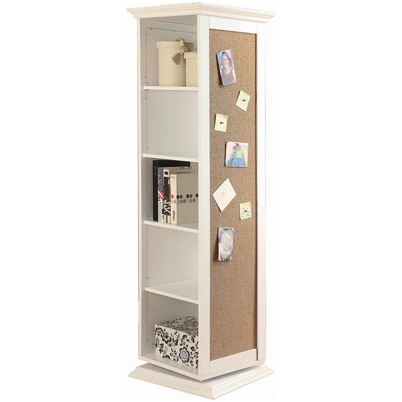 Bowery Hill 5 Shelf Swivel Bookcase in White and Chrome
