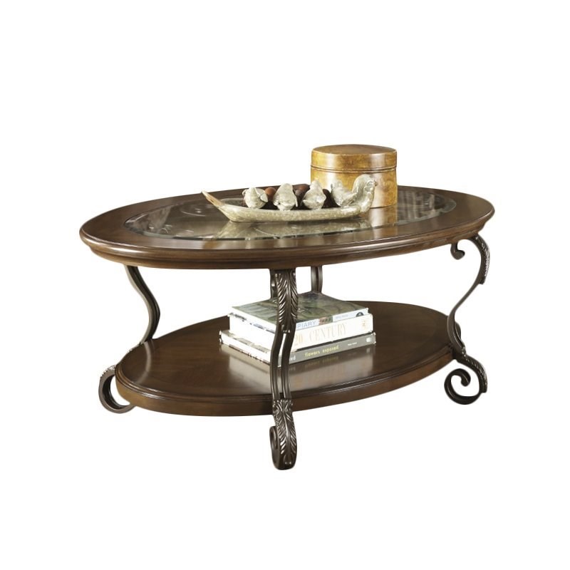 bowery hill oval coffee table in medium brown bh1456681