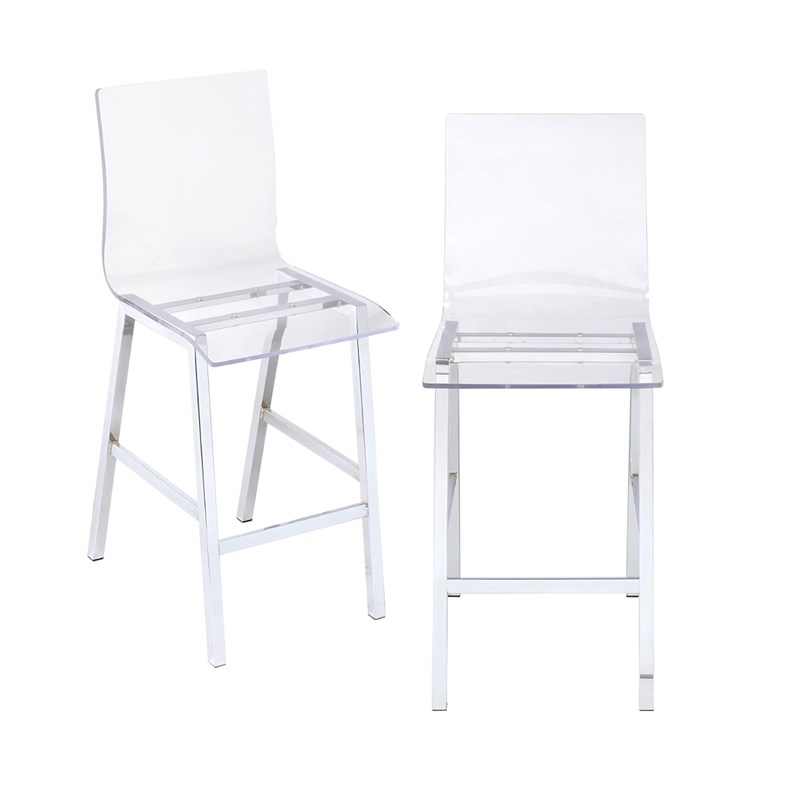 Bowery Hill Bar Stool in Acrylic and Chrome (Set of 2)
