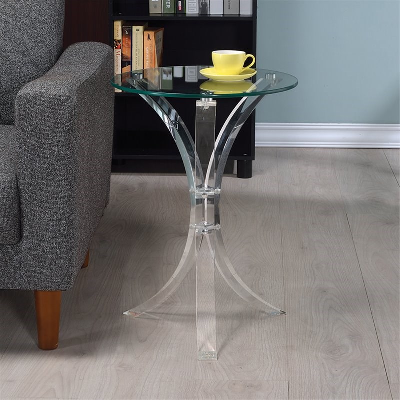 Bowery Hill Round Glass Top Accent End Table