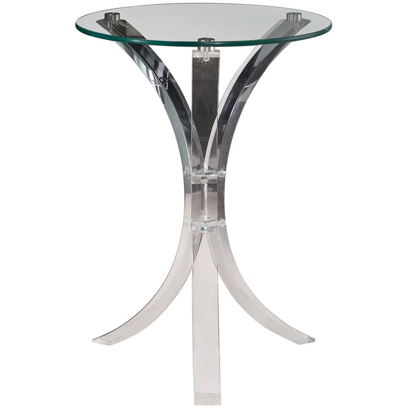 Bowery Hill Round Glass Top Accent End Table