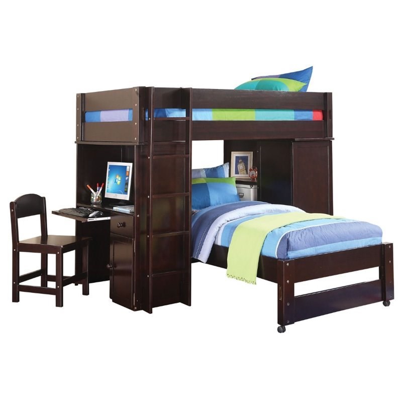 Bowery Hill Loft Bed With Twin And, Bowery Hill Twin Bed In Cherry Blossom